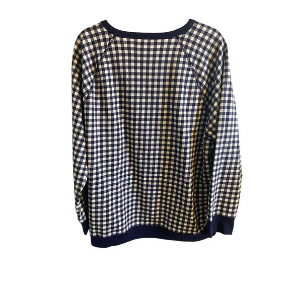 Draper James 1X Womens Natalie Sweatshirt Nassau Navy Gingham Classic Nautical - Picture 10 of 14